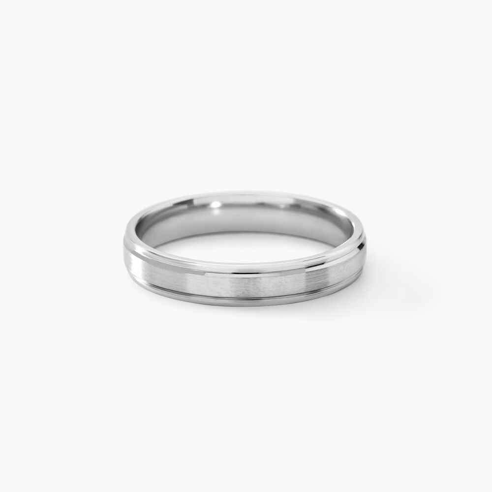 Alliance Mat Et Brillant Ruban Plat Palladium Blanc - Alliances duo Homme | Marc Orian