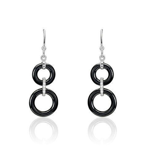 Boucles D'oreilles Pendantes Narcissa Argent Blanc Céramique Et Oxyde - Pendantes Femme | Marc Orian