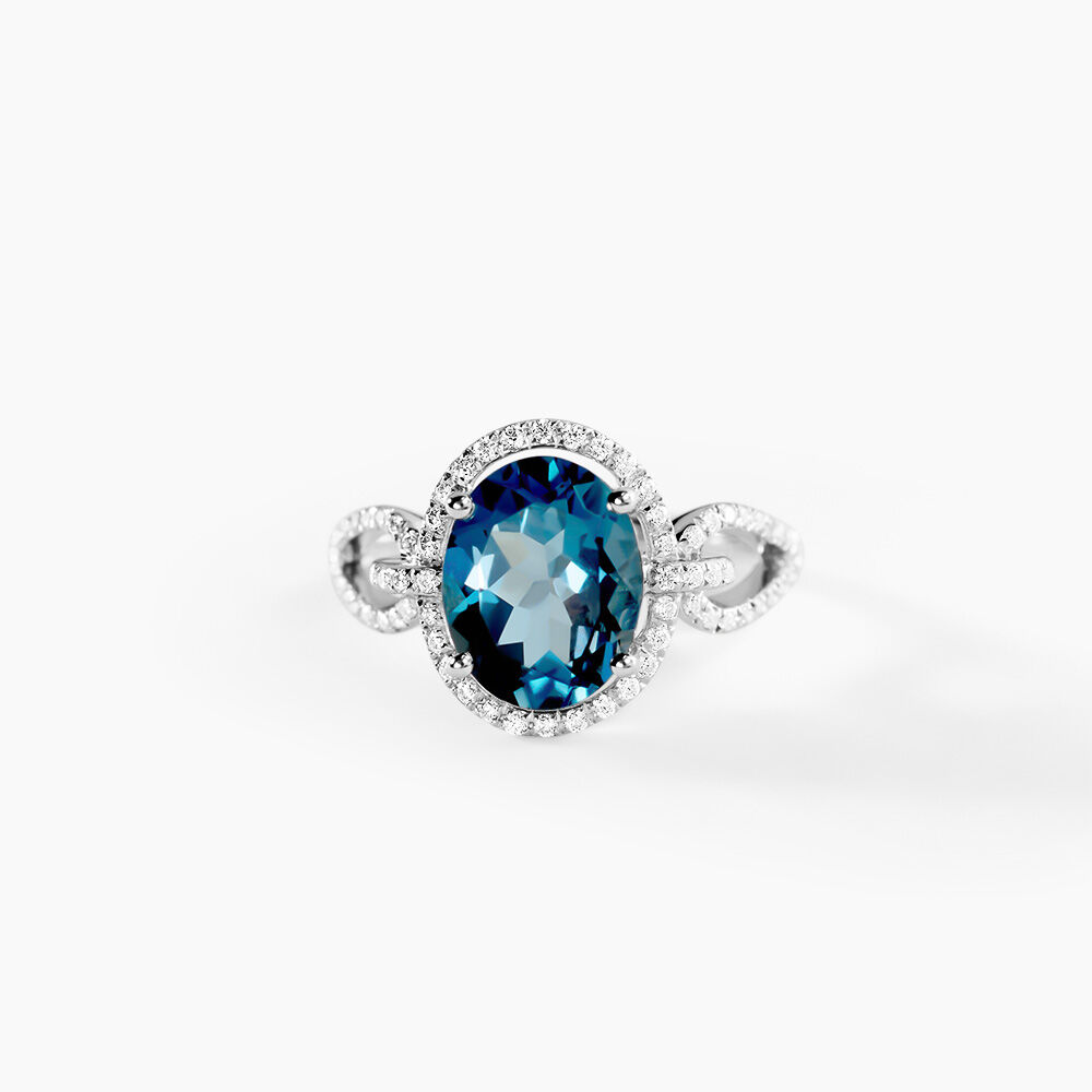 Bague Ayanna Or Blanc Topaze Et Oxyde De Zirconium - Bagues pierres fines Femme | Marc Orian