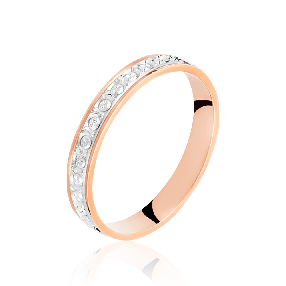 Alliance Fantaisie Diamantee Ruban Plat Or Bicolore - Alliances personnalisées Unisex | Marc Orian