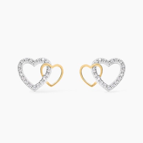 Boucles D'oreilles Puces Ysma Or Jaune Argent Blanc - Puces Femme | Marc Orian