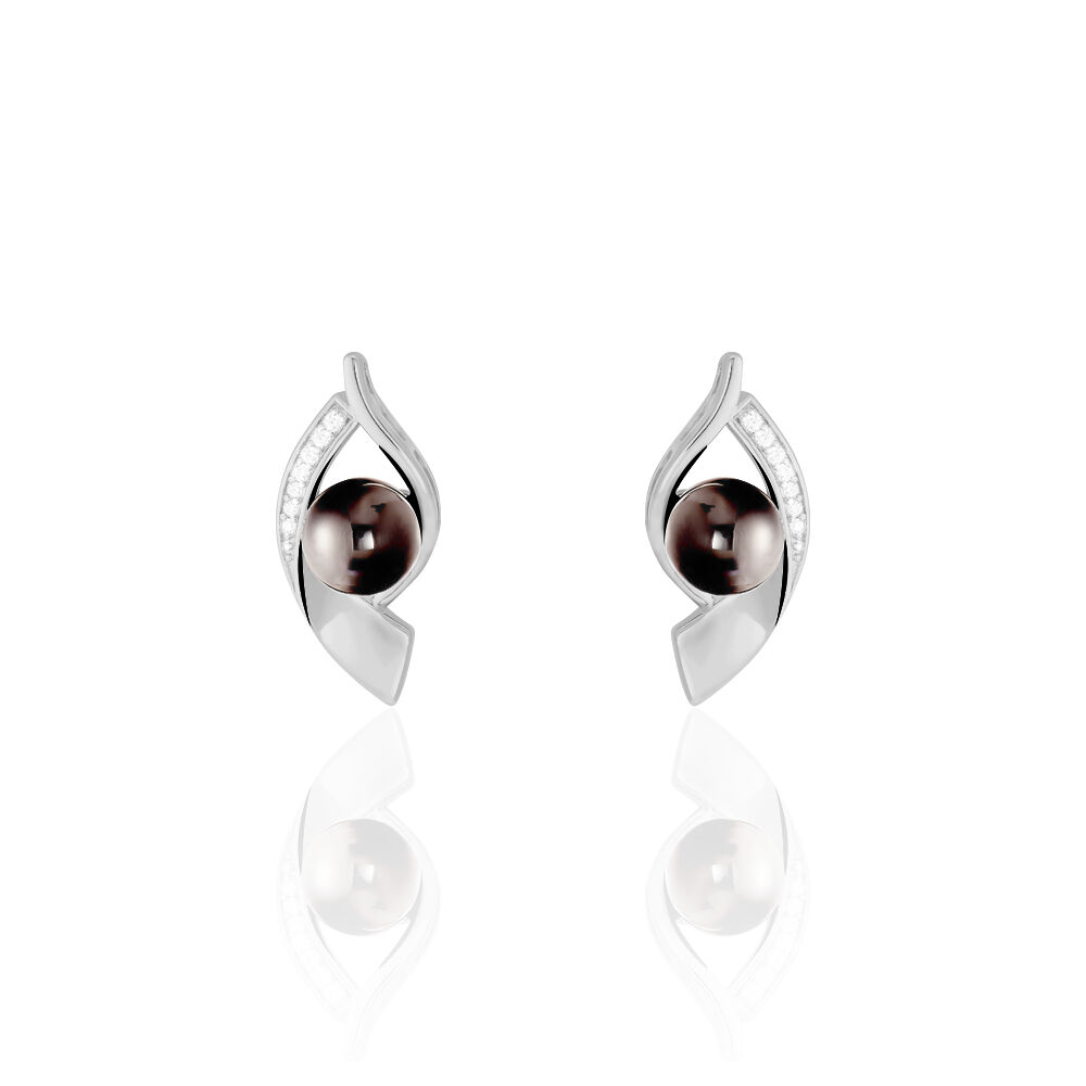 Boucles D'oreilles Pendantes Sharon Argent Blanc Céramique Et Oxyde - Pendantes Femme | Marc Orian