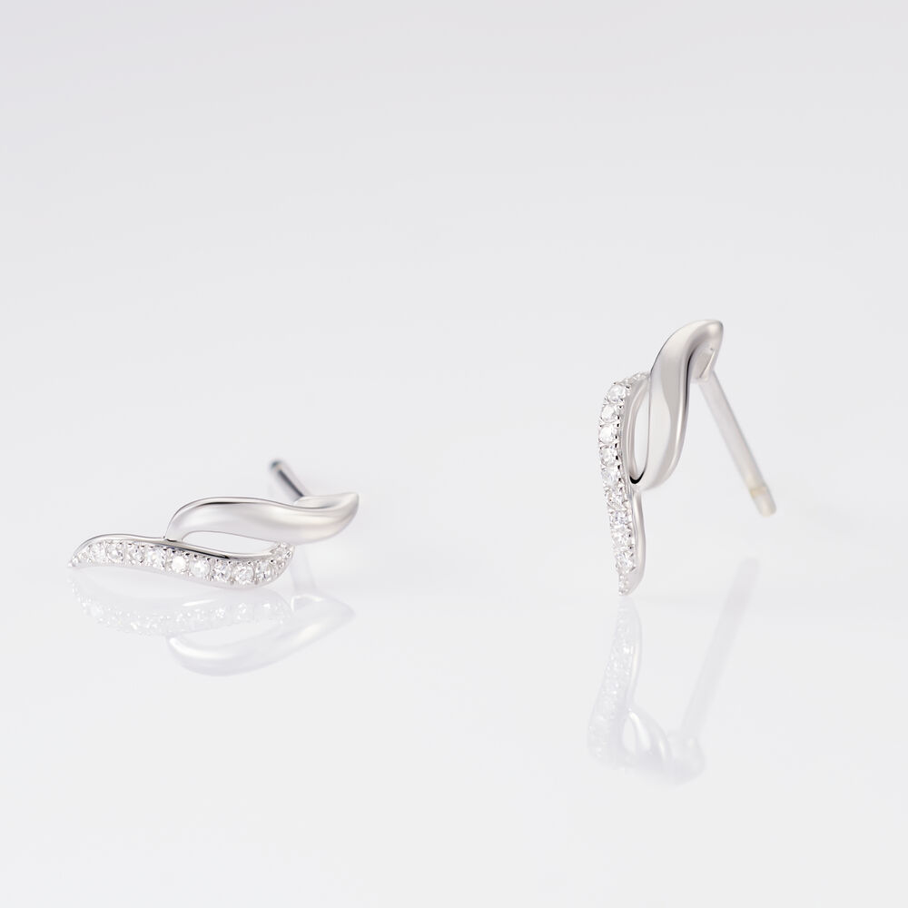 Boucles D'oreilles Puces Callum Or Blanc Diamant - Puces Femme | Marc Orian
