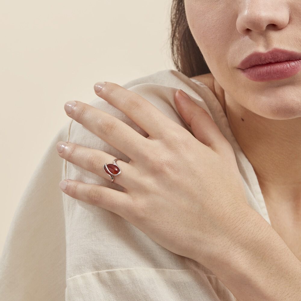 Bague Argent Blanc Leeloo Ambre - Bagues vintage Femme | Marc Orian