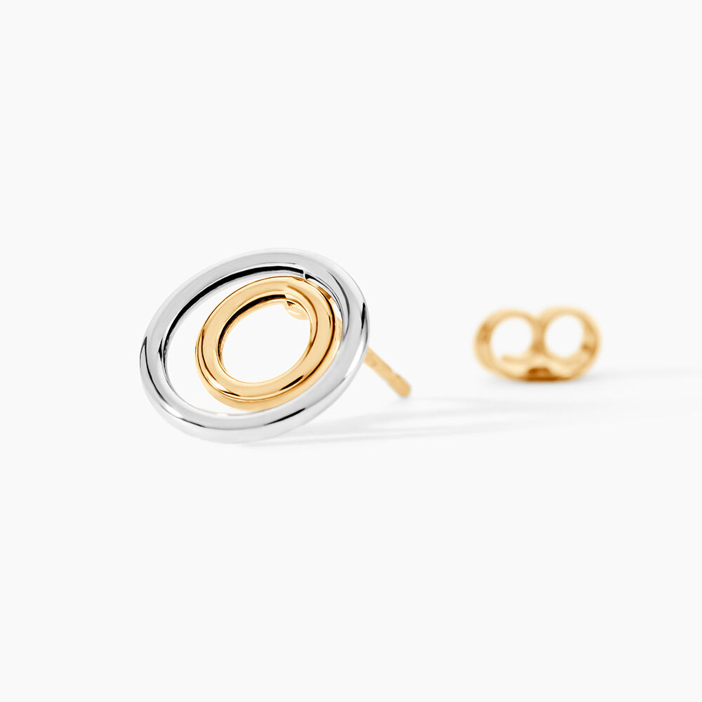 Boucles D'oreilles Pendantes Berangere Double Cercles Or Bicolore - Pendantes Femme | Marc Orian