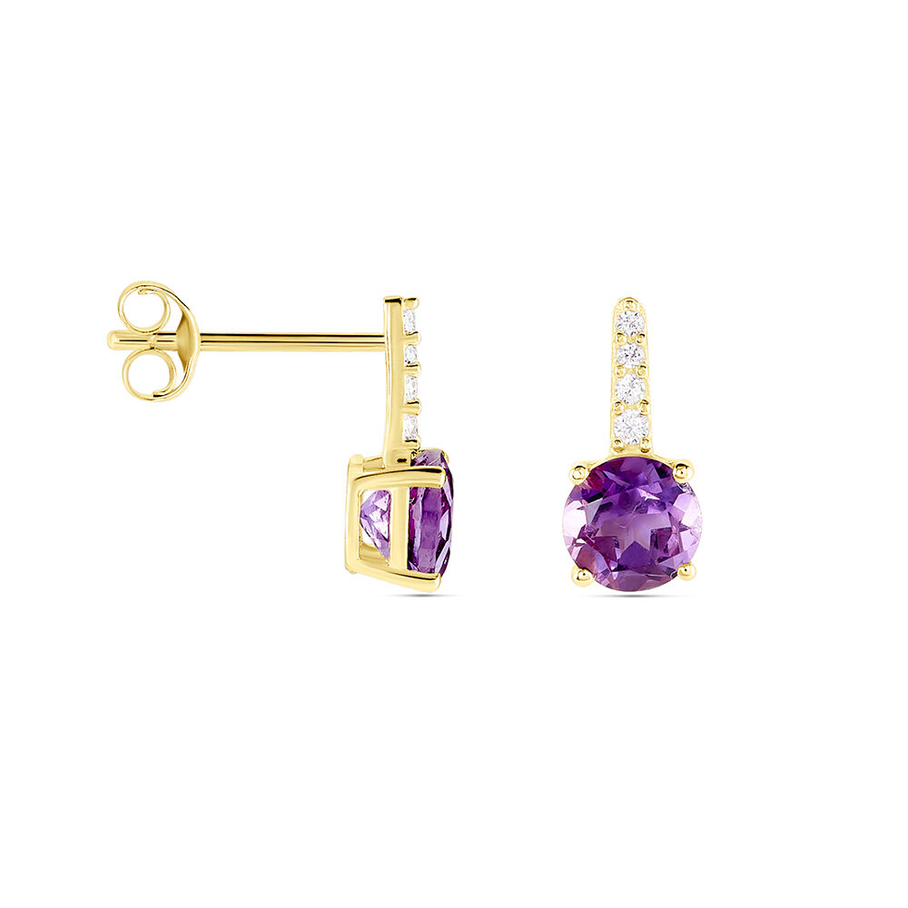 Bijoux D'oreilles Monroe Or Jaune Améthyste Oxyde De Zirconium - Puces Femme | Marc Orian