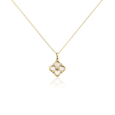 Collier Cassian Plaque Or Doré Nacre Oxyde De Zirconium - Colliers avec pierres Femme | Marc Orian
