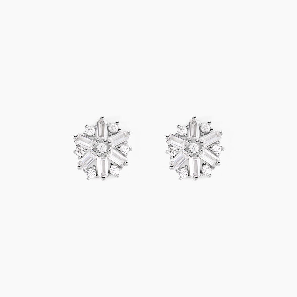 Boucles D'oreilles Puces Ysatis Argent Blanc Oxyde De Zirconium - Nouveautés Femme | Marc Orian