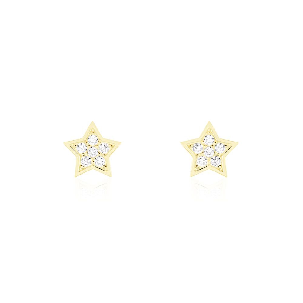 Boucles D'oreilles Puces Elais Etoile Or Jaune Oxyde De Zirconium - Puces Femme | Marc Orian