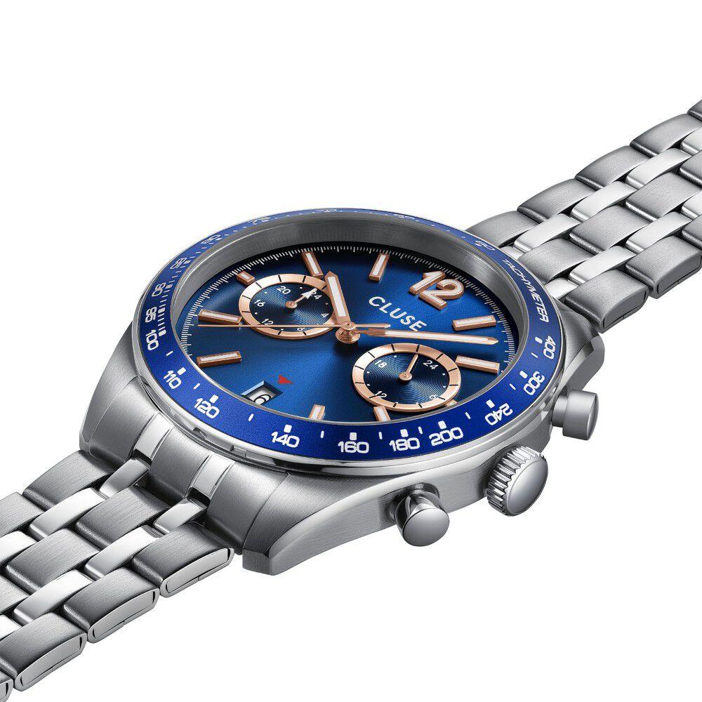 Montre Cluse Aravis Dual Timer Bleu - Montres &eacute;tanches Homme | Marc Orian