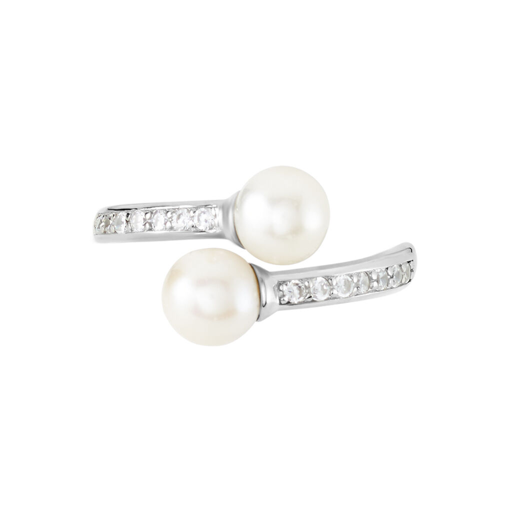 Bague Ajustable Argent Blanc Jeronimo Perle Oxydes De Zirconium - Bague fantaisie Femme | Marc Orian