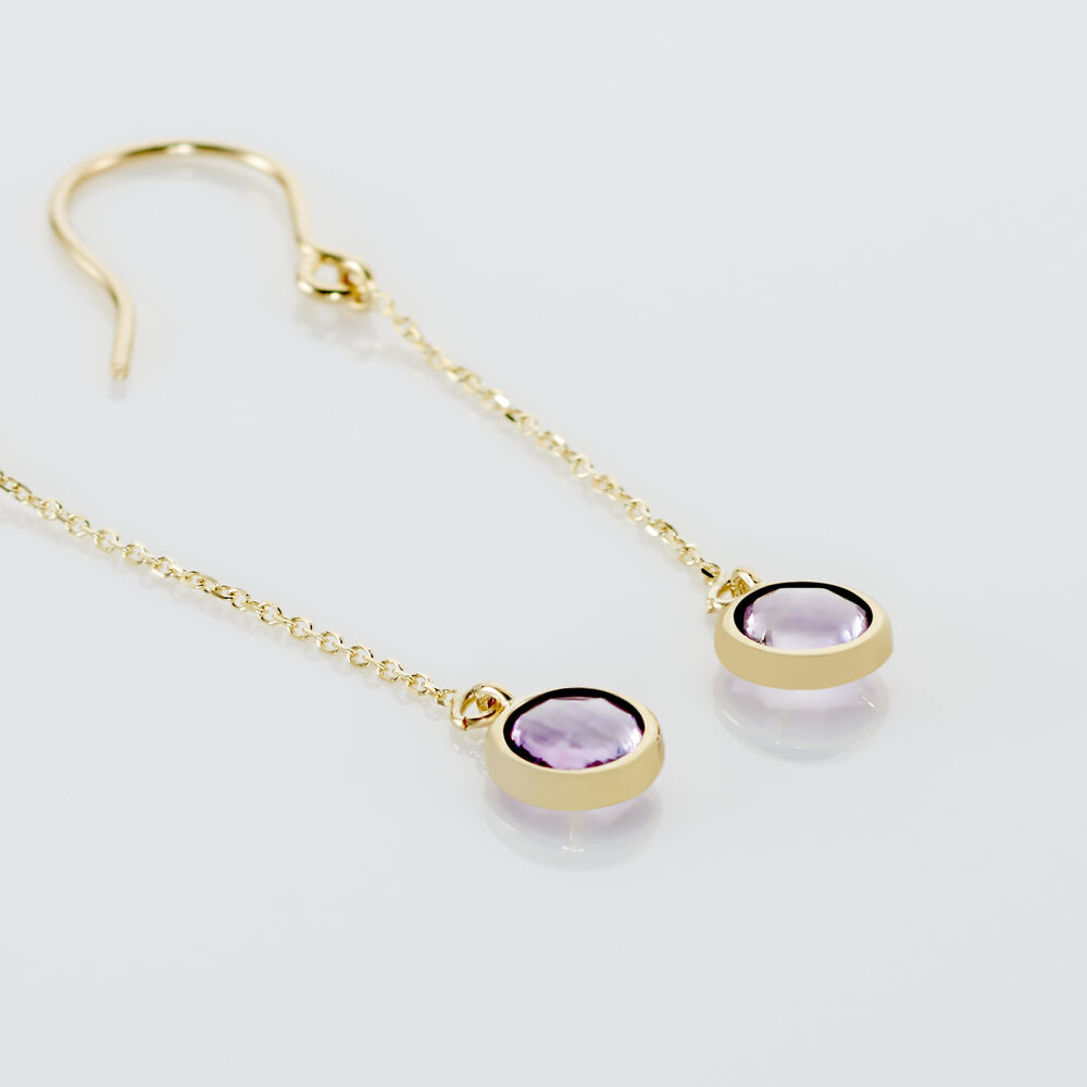 Boucles D'oreilles Pendantes Arenale Or Jaune Amethyste - Pendantes Femme | Marc Orian