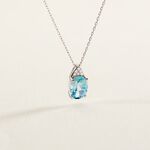 Collier Britney Or Blanc Topaze Et Oxyde De Zirconium - Colliers avec pierres Femme | Marc Orian