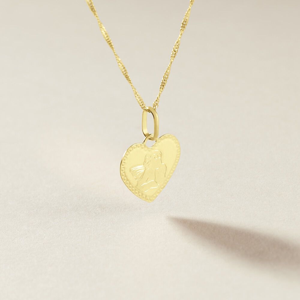 Pendentif Ange Coeur Or Jaune - M&eacute;dailles et m&eacute;daillons Famille | Marc Orian