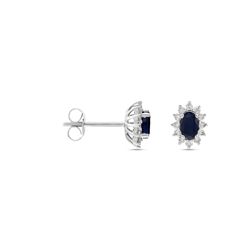 Boucles D'oreilles Puces Vladimir Or Blanc Saphir Diamant - Boucles d'oreilles pierres précieuses Femme | Marc Orian