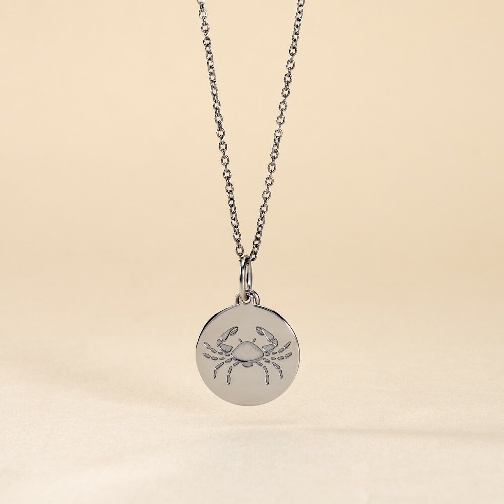 Pendentif Zodiaque Rond Argent Blanc - Bijoux personnalis&eacute;s Famille | Marc Orian