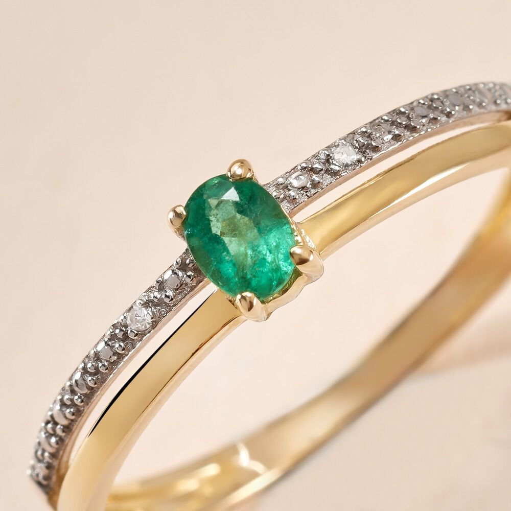 Bague Emeald Is The New Black Or Jaune Emeraude Diamant - Bagues vintage Femme | Marc Orian