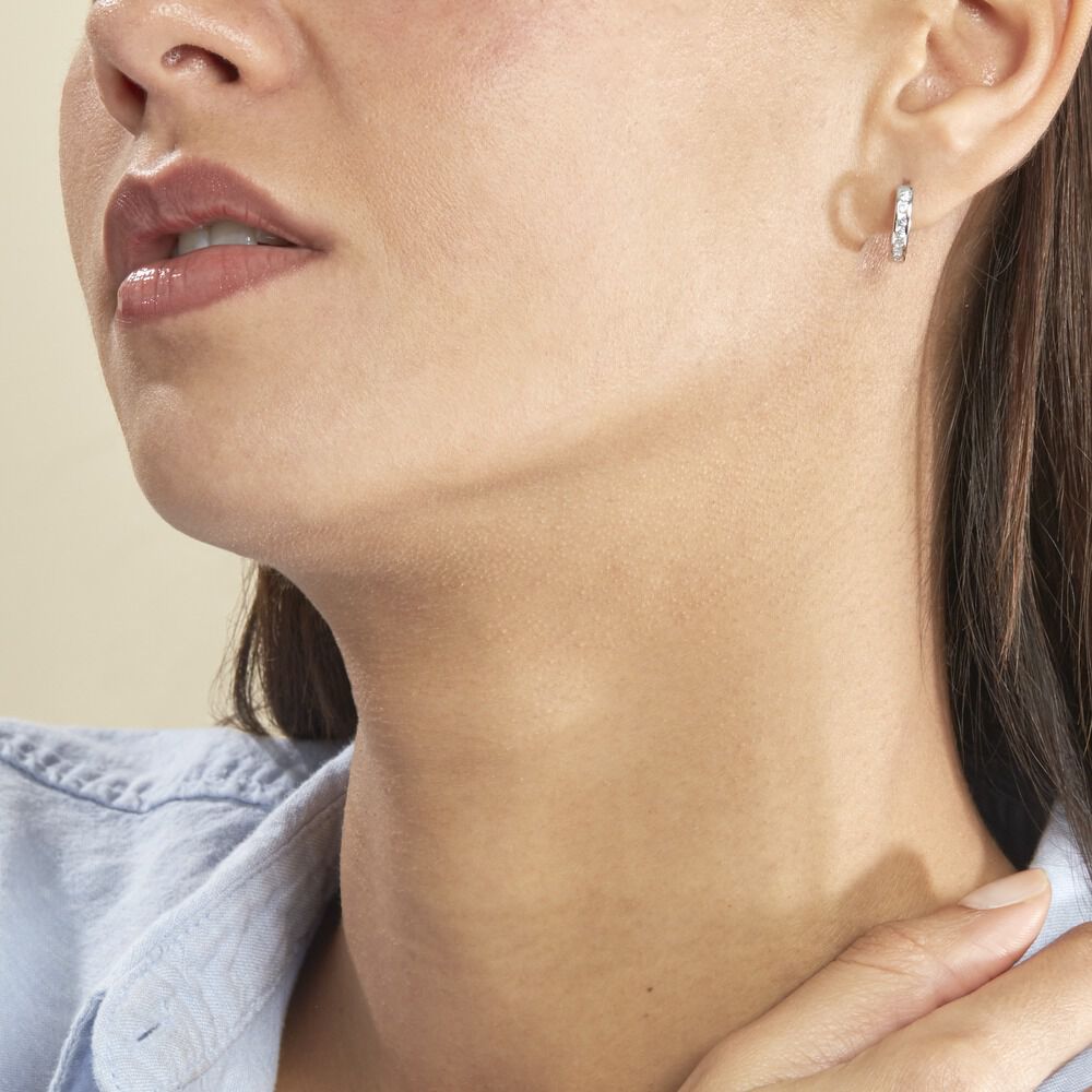 Créoles Anne-sixtine Argent Blanc Oxyde De Zirconium - Créoles Femme | Marc Orian