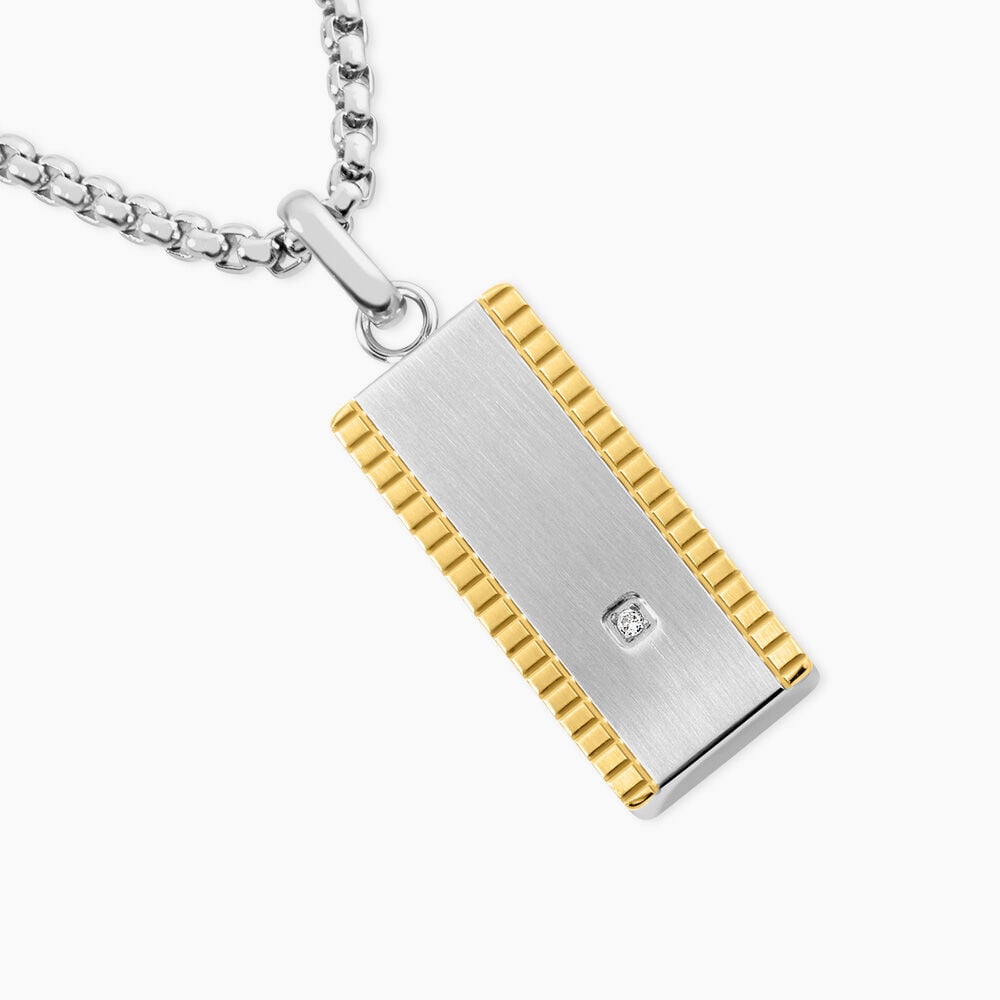 Collier M&eacute;tal Acier Diamant Synth&eacute;tique - Colliers avec pierres Homme | Marc Orian