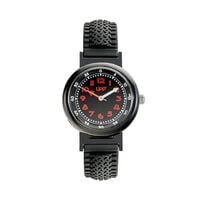 cadran noir fond noir bracelet plastique noir