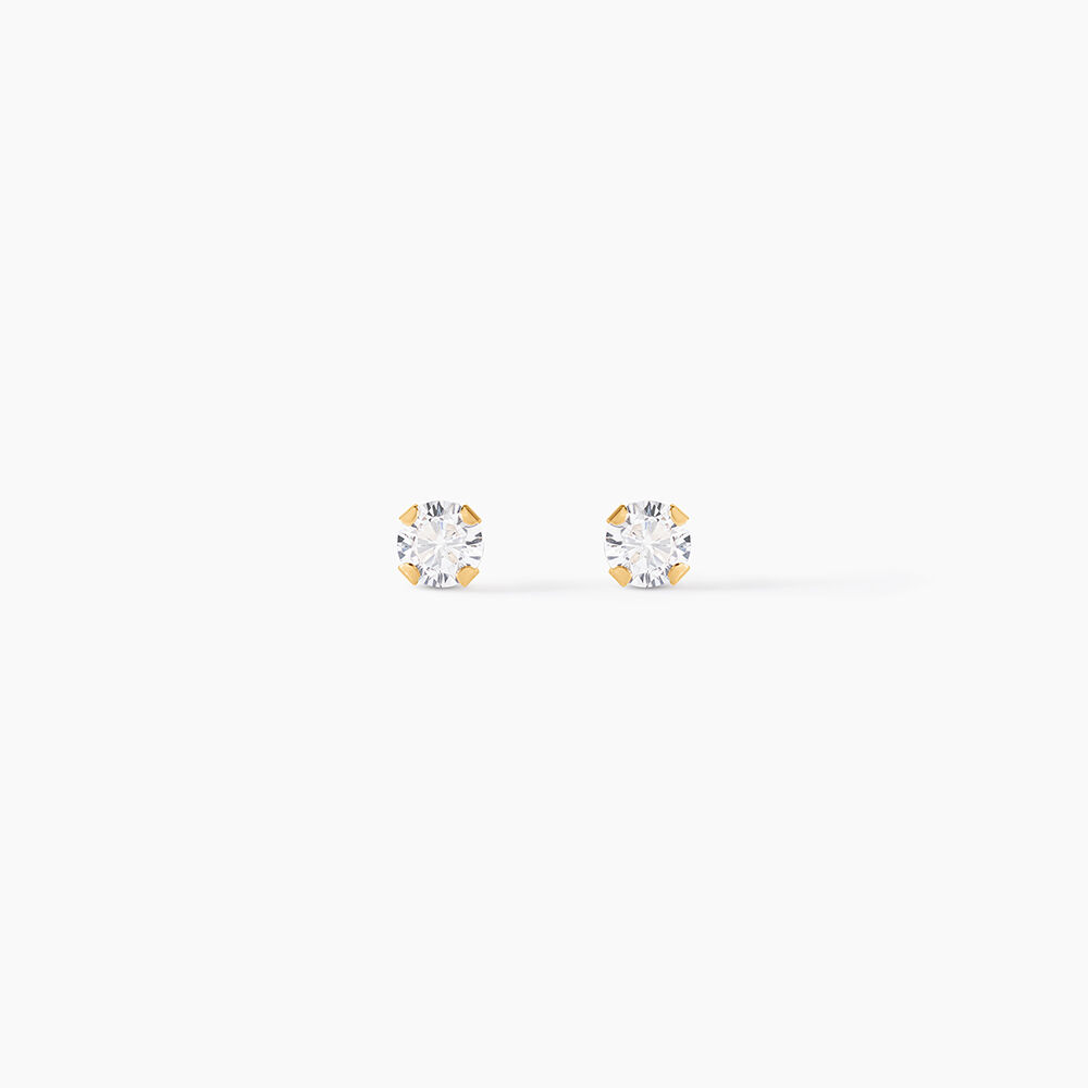 Boucles D'oreilles Puces Eddie Or Jaune Oxyde De Zirconium - Puces Femme | Marc Orian