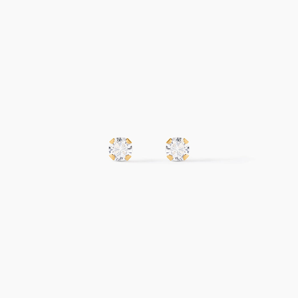 Boucles D'oreilles Puces Eddie Or Jaune Oxyde De Zirconium - Puces Femme | Marc Orian