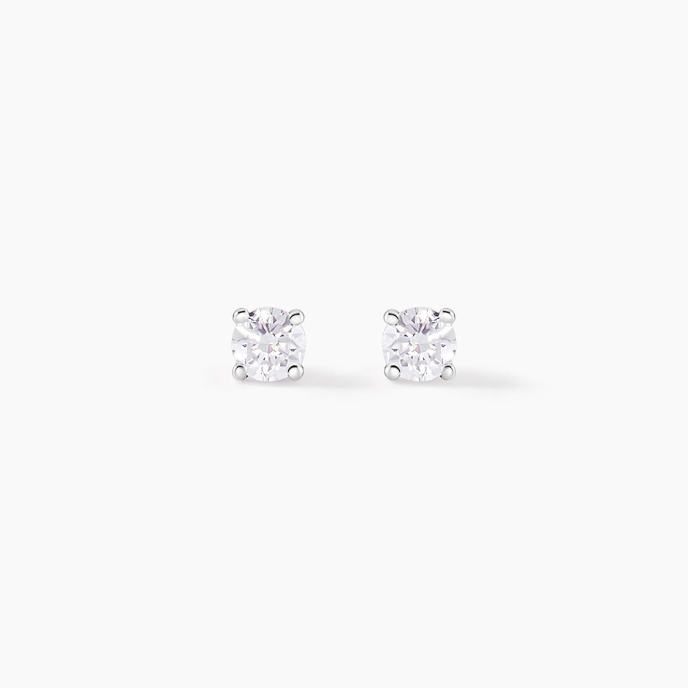 Boucles D'oreilles Puces Or Blanc Victoria Diamants - Puces Femme | Marc Orian