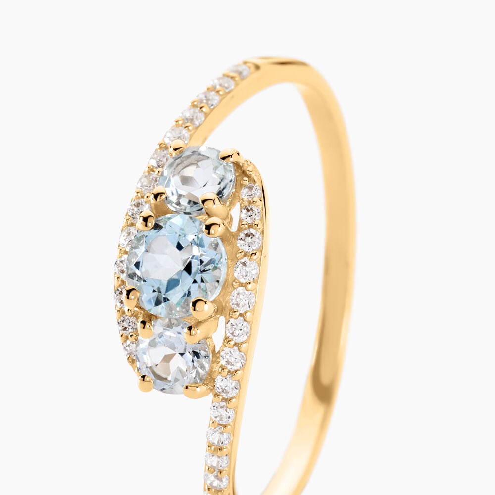 Bague Chloe Or Jaune Topaze Et Oxyde De Zirconium - Bagues pierres fines Femme | Marc Orian