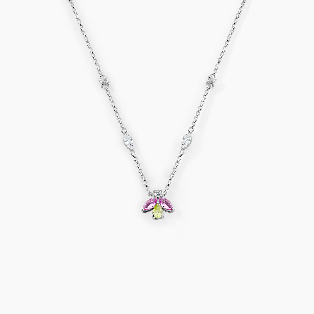 Collier Evasion Argent Blanc Pierre De Synthese Oxyde De Zirconium - Colliers avec pierres Femme | Marc Orian