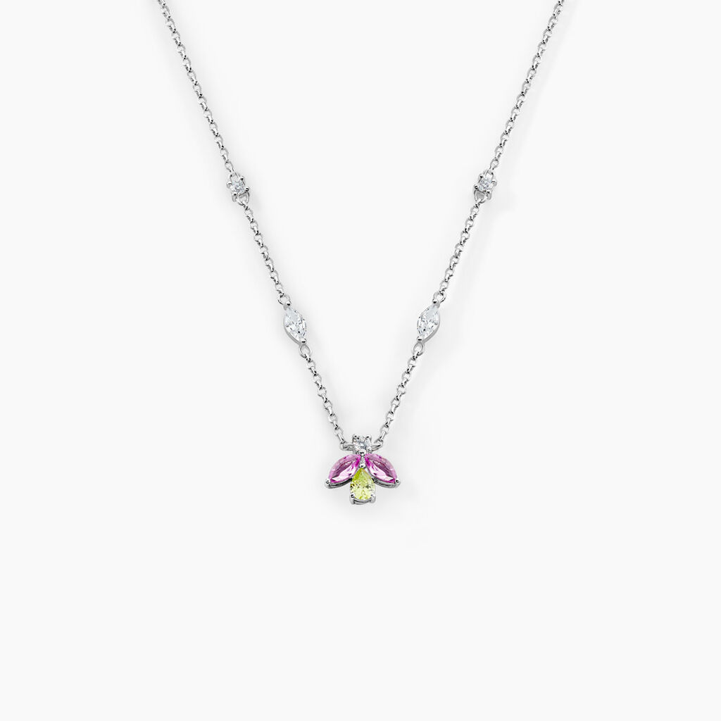 Collier Evasion Argent Blanc Pierre De Synthese Oxyde De Zirconium - Colliers avec pierres Femme | Marc Orian