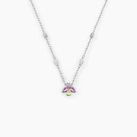 Collier Evasion Argent Blanc Pierre De Synthese Oxyde De Zirconium