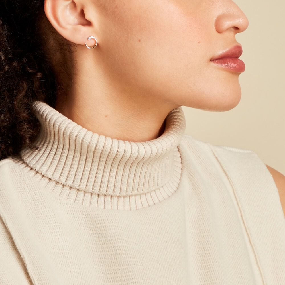 Boucles D'oreilles Puces Snake Or Jaune Diamant -  Femme | Marc Orian