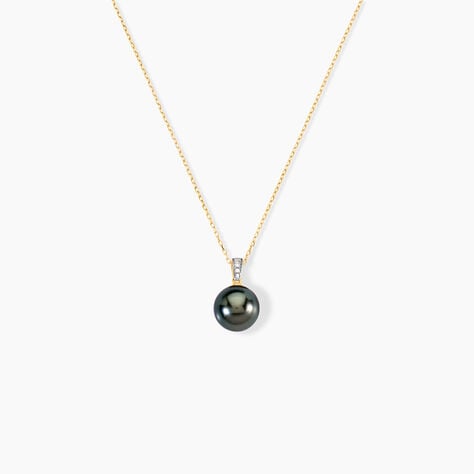 Collier Jodocus Or Jaune Perle De Tahiti Oxyde Zirconium - Colliers avec pierres Femme | Marc Orian