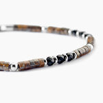 Bracelet Jourdan Acier Blanc Pierre De Synthese Bronzite Agate - Bracelets cha&icirc;nes Homme | Marc Orian