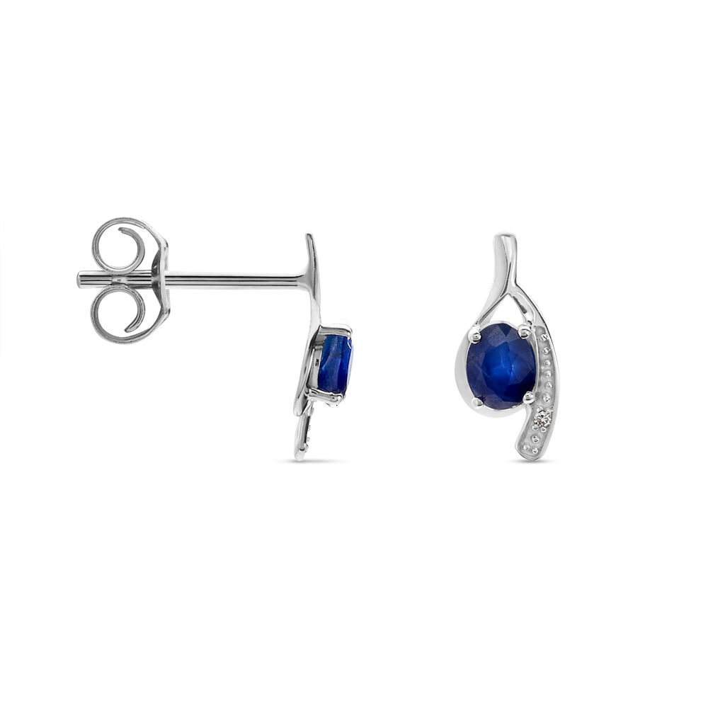 Bijoux D'oreilles Emotion Or Blanc Saphir Diamant - Puces Femme | Marc Orian