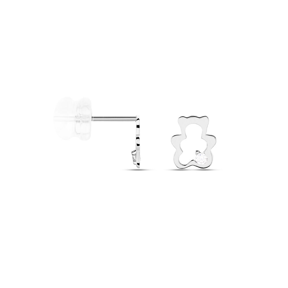 Boucles D'oreilles Puces Baptista Ours Or Blanc Oxydes - Puces Enfant | Marc Orian