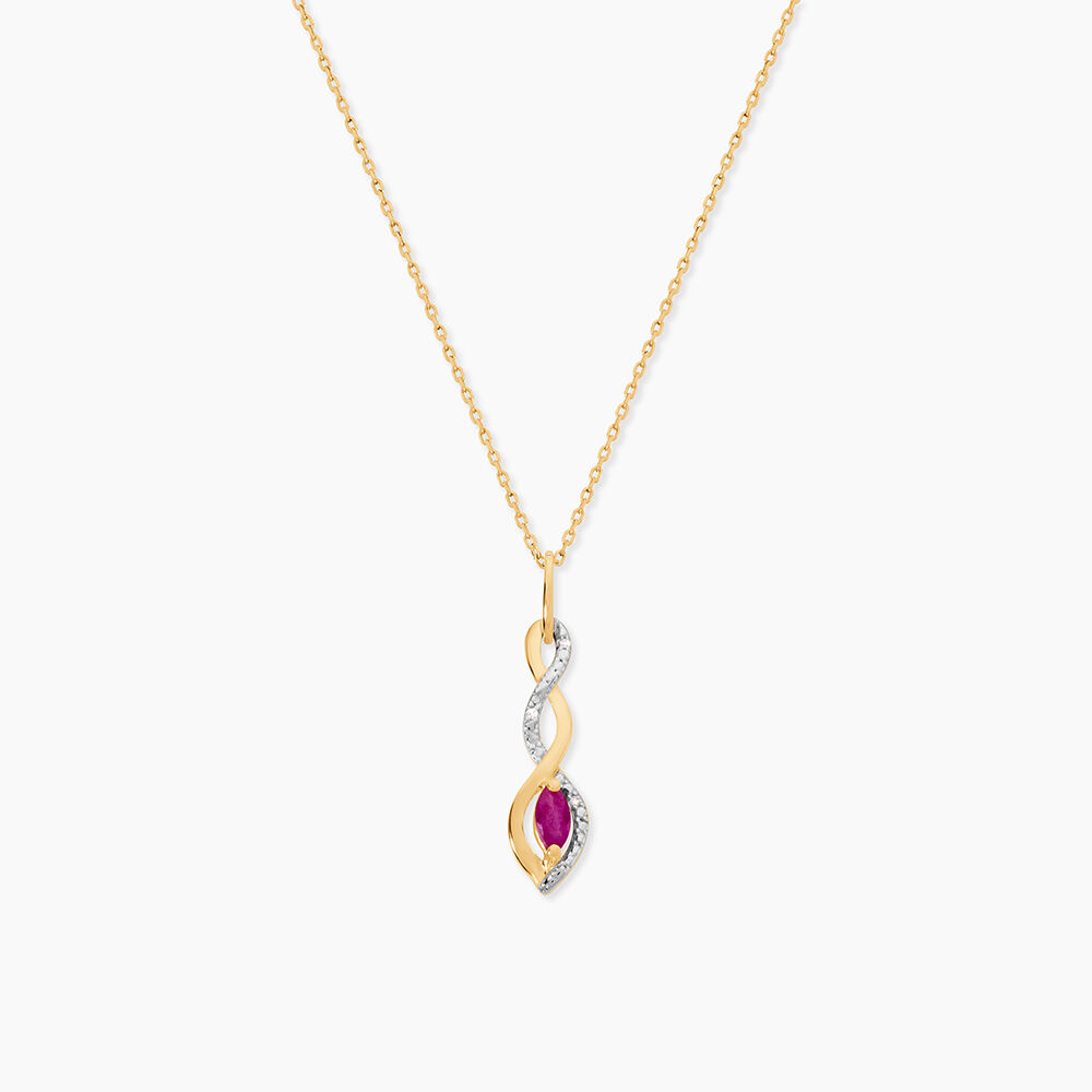 Collier Ondulations Or Bicolore Rubis Et Diamant - Colliers avec pierres Femme | Marc Orian