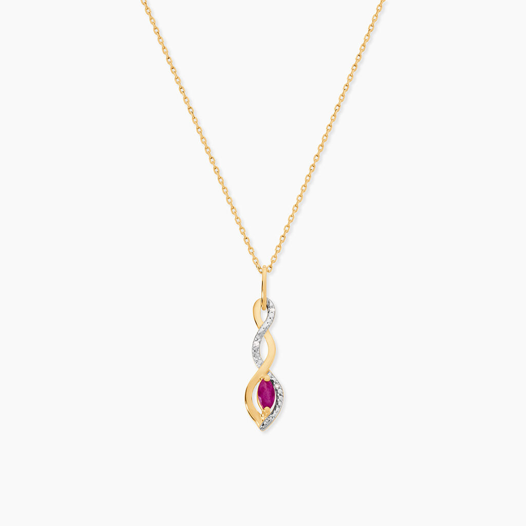 Collier Ondulations Or Bicolore Rubis Et Diamant - Colliers avec pierres Femme | Marc Orian