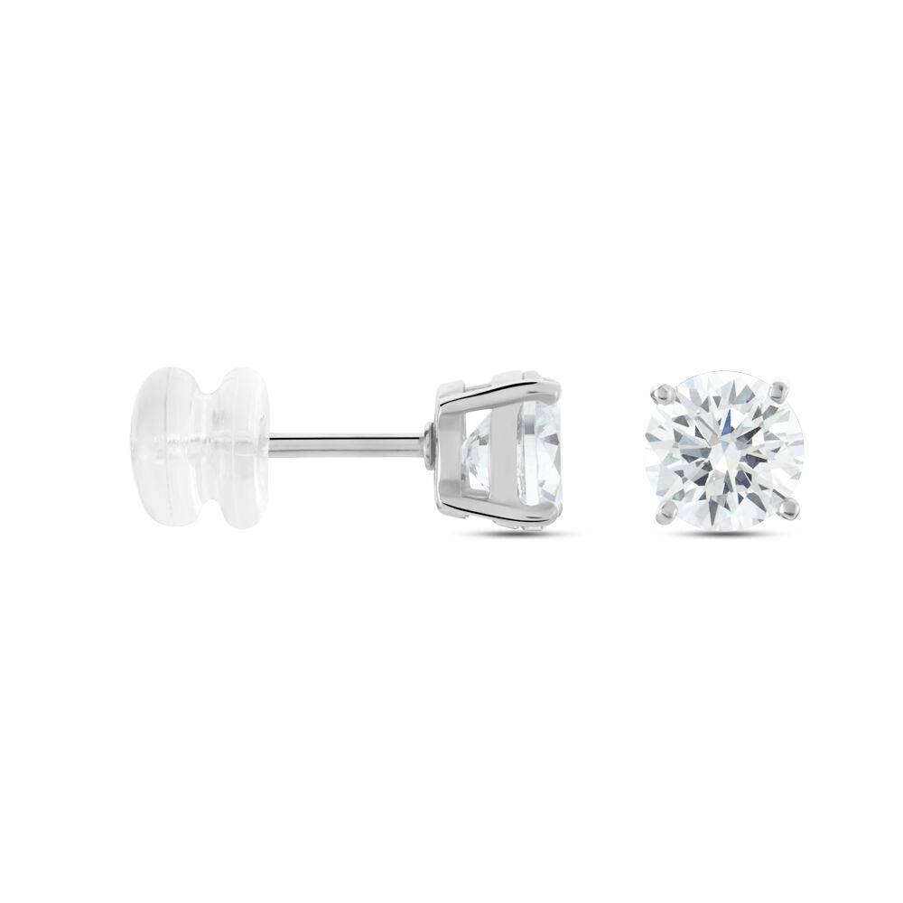 Boucles D'oreilles Puces Or Blanc Katherina Oxyde De Zirconium - Puces Femme | Marc Orian