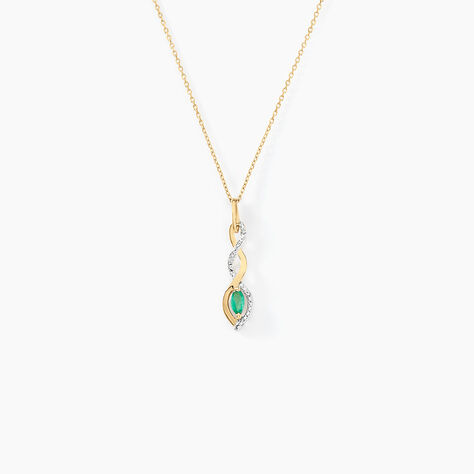 Collier Ondulations Or Jaune Emeraude Diamant - Colliers avec pierres Femme | Marc Orian