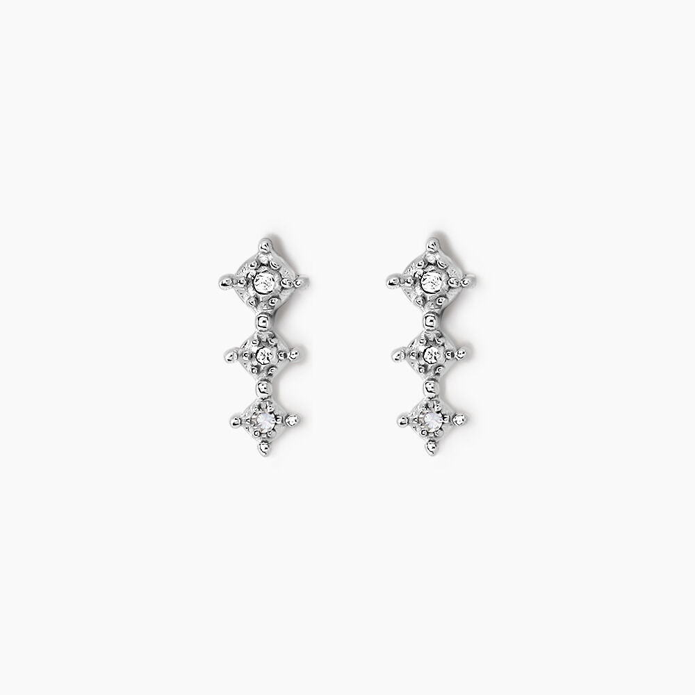 Boucles D'oreilles Puces Ganesha Or Blanc Diamant - Puces Femme | Marc Orian