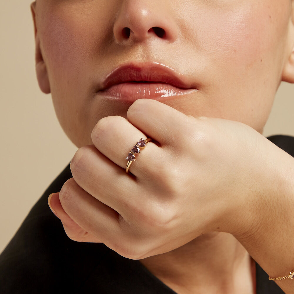 Bague Poésie Rosée Love Plaque Or Jaune Oxyde De Zirconium - Bagues de promesse Femme | Marc Orian