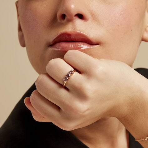 Bague Poésie Rosée Love Plaque Or Jaune Oxyde De Zirconium - Bagues de promesse  | Marc Orian
