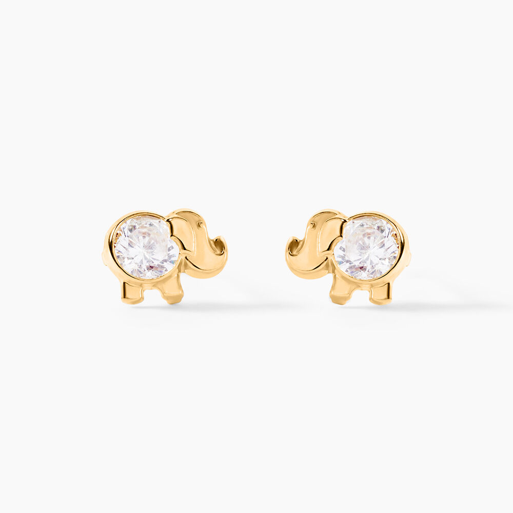 Boucles D'oreilles Puces Jumboo Or Jaune Oxyde De Zirconium - Puces Enfant | Marc Orian