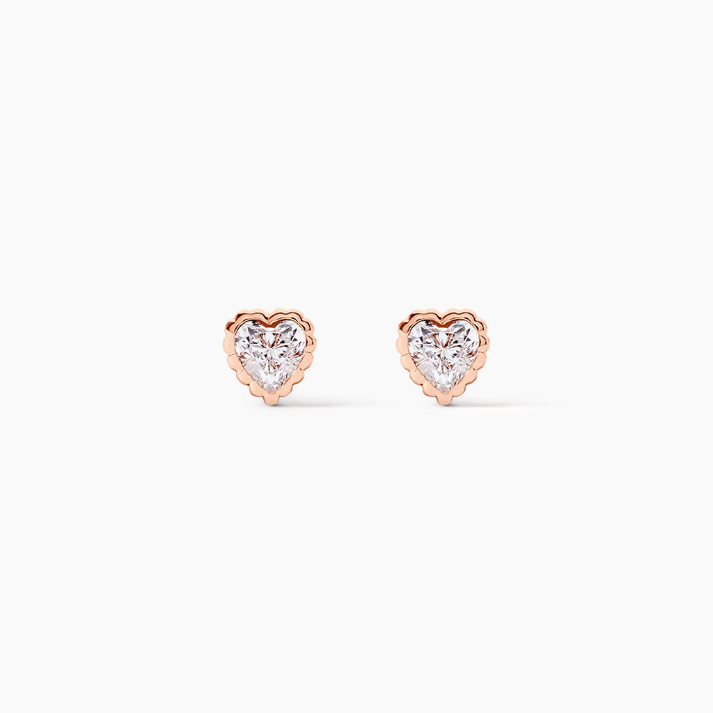 Boucles D'oreilles Puces Kadidjatou Or Rose Oxyde De Zirconium - Puces Famille | Marc Orian