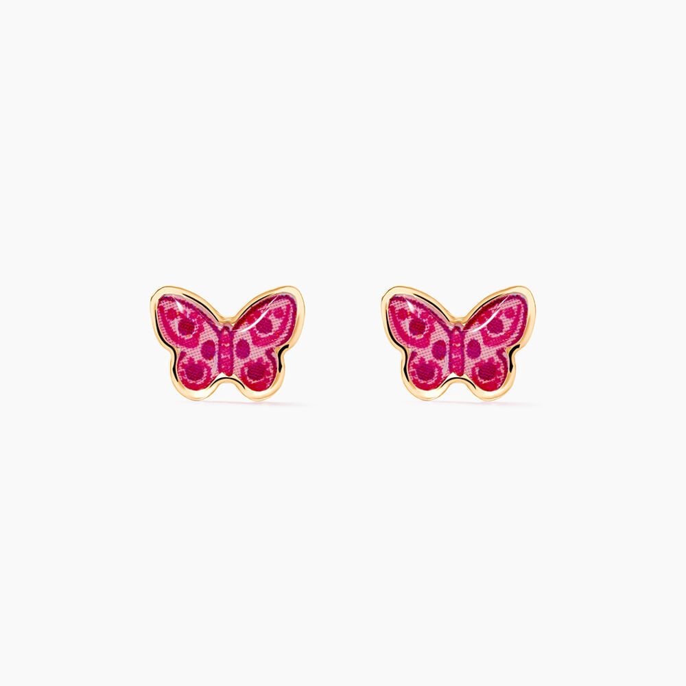 Boucles D'oreilles Puces Sulivia Papillon Or Jaune - Puces Enfant | Marc Orian