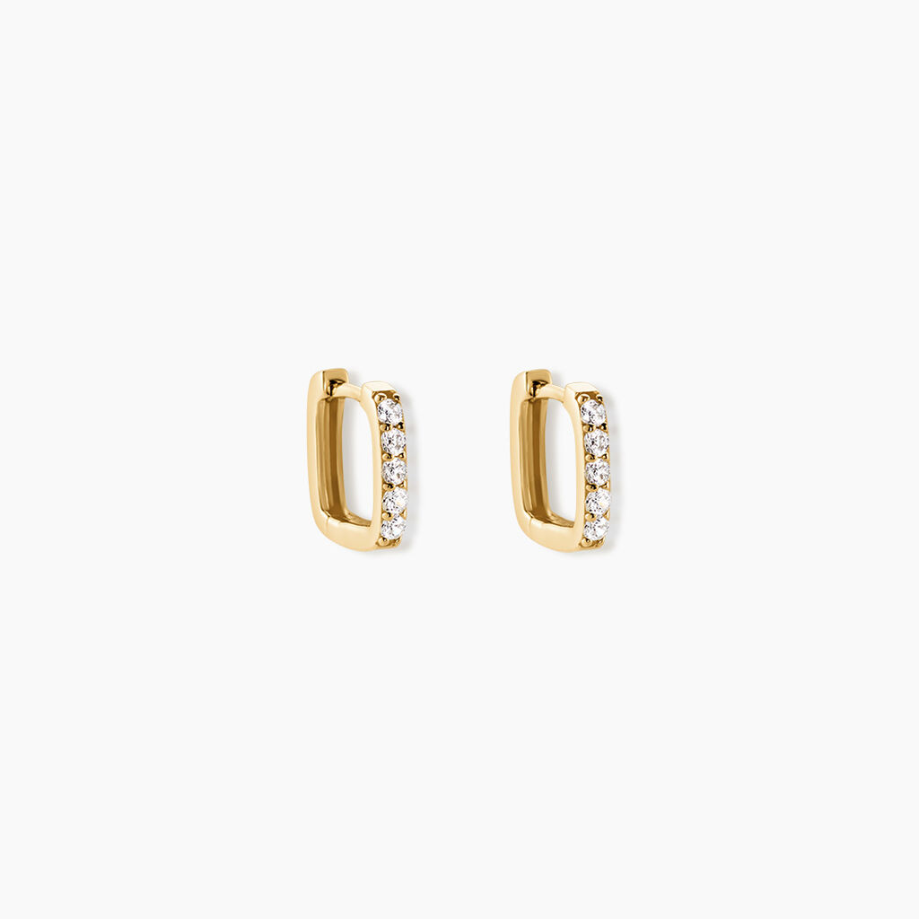 Cr&eacute;oles Melene Argent Dor&eacute; A L'Or 750/1000 Oxyde De Zirconium - Cr&eacute;oles Femme | Marc Orian