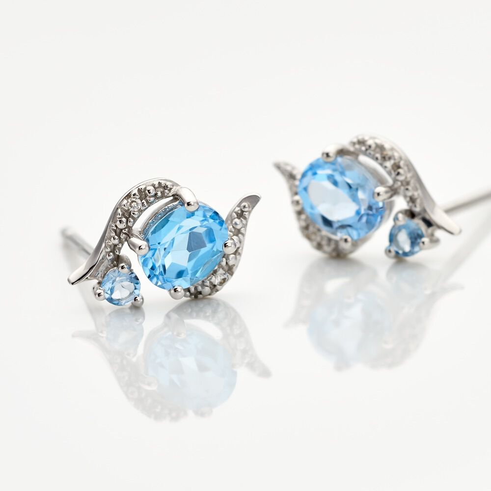 Boucles D'oreilles Puces Sunset Or Blanc Topaze Oxyde - Puces Femme | Marc Orian