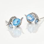 Boucles D'oreilles Puces Sunset Or Blanc Topaze Oxyde - Puces Femme | Marc Orian