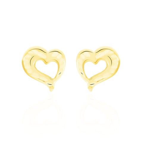 Boucles D'oreilles Puces Anne-maudae Coeurs Or Jaune - Puces Femme | Marc Orian